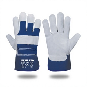 Gants de travail en cuir robustes, design à paume unique, manchette renforcée, résistants à la chaleur, respirants, anti-humidité pour la sécurité - Product Image 1