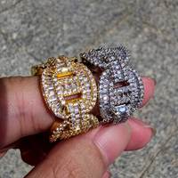 Bague glacée en argent sterling 925 Moissanite pour hommes bagues avec diamant 14k 18k bague de fiançailles en gros en or rose