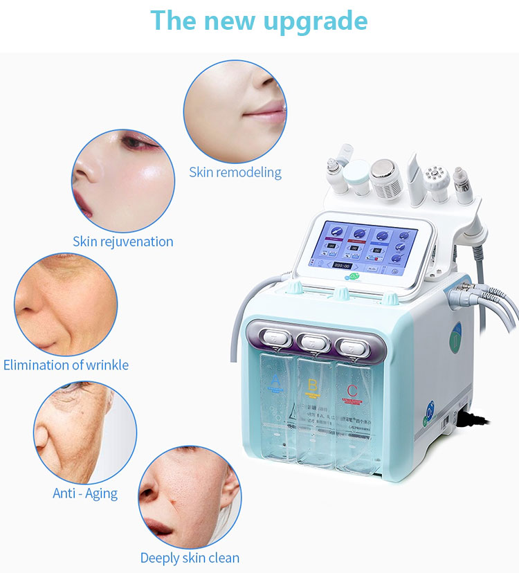 6 in 1 hydrogen oxygen small bubble facial cleaning h202 oxygen filling hydrating beauty equipment