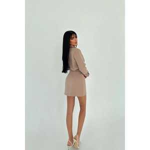 Ensemble deux pièces Krem Joo style club décontracté, jupe évasée et haut court tissé avec broderie en dentelle et col à nœud pour le printemps et l'automne - Product Image 1