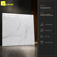 Carreaux de sol en porcelaine émaillée pleine brillance de haute qualité à bas prix, motif marbre, 600x600mm, 10mm, adaptés aux cours et aux halls