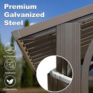 Gazebo de jardin avec toit rigide 8x5 pieds, gazebo de barbecue extérieur avec <span class=keywords><strong>2</strong></span> étagères latérales et crochet de plafond, auvent de barbecue en métal - Product Image 6