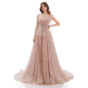 Vestido de Novia Jancember RL144 Clásico Rosa con Cola de Capilla Lleno de Lentejuelas - Product Image 1