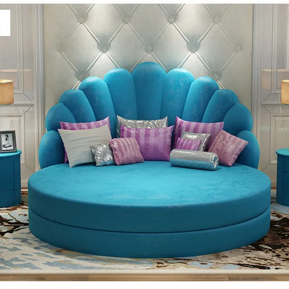 hot sale round wedding fabric bed in different color for home or for hotel bed