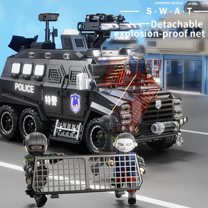 รถของเล่นตำรวจ SWAT พลาสติกราคาถูก แบบกำหนดเอง ดีไซน์เท่ห์ สำหรับเด็ก พร้อมไฟ LED เปิดประตูได้ รถของเล่นแบบหล่อขึ้นรูปเลื่อนได้ สำหรับเด็กผู้ชายอายุ 10 ปี - Product Image 5