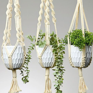 Macramé plante cintre fait à la main coton <span class=keywords><strong>corde</strong></span> tentures murales maison suspendus jardinières porte-<span class=keywords><strong>Pot</strong></span> <span class=keywords><strong>de</strong></span> <span class=keywords><strong>fleur</strong></span> panier cintre décoration - Product Image 4