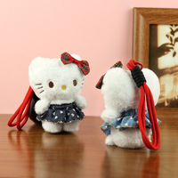 Mignon et créatif : Pendentif porte-clés pour sac à dos de filles, motif chat floral en peluche KT, avec rembourrage en coton PP