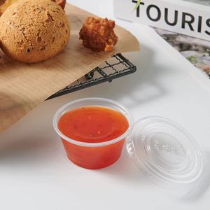Gobelets à soufflé en plastique transparent/noir de 3,25 oz avec couvercles, contenants pour compléments alimentaires, coupelles à sauce, vaisselle - Product Image 2