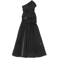 STOCK 4Colors Plain Women's Dress One Shoulder Mesh Maxi Dress Plus Size Casual Robe S-XXL