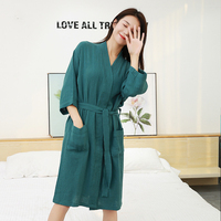 Peignoir de luxe en coton pour femme, en gaze, respirant, séchage rapide, design élégant