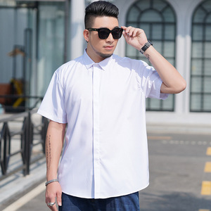 เสื้อเชิ้ตแขนสั้นผู้ชายไซส์ใหญ่ สำหรับคนอ้วน สไตล์ลำลองธุรกิจ ผ้าบาง สีพื้น สำหรับฤดูร้อน - Product Image 5