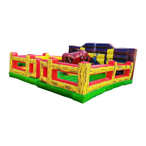 Toro Meccanico Gonfiabile Commerciale, Gioco di Rodeo, Materiale PVC Rosso/Nero, Dimensioni 4m/5m, Attrazione per Parchi Divertimento - Product Image 1