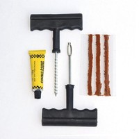 Kit d'outils de réparation de pneus de voiture en fer pour pneus sans chambre à air, incluant de la colle et des bandes de réparation, également pour la réparation des pneus de moto