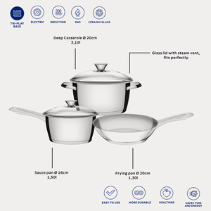 5 pezzi di lusso Set di pentole a Base Triply in acciaio inox 304 pentole di alta qualità Non rivestimento a induzione pentole utensili da cucina - Product Image 2