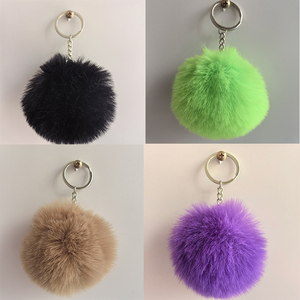 8cmポンポンふわふわキーリングソフトぬいぐるみチャームキーリングカラフルなフェイクファーふわふわキーホルダーボール女性と女の子のための - Product Image 6