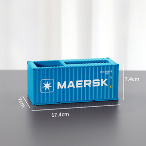 Porte-stylos en forme de conteneur maritime, 20,7x8,5x9cm, en ABS, rangement de bureau, porte-cartes de visite, cadeau créatif - Product Image 4