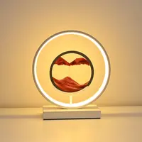 Kum saati masa lambası LED sanat Quicksand boyama başucu gece lambası 3D akan kum çerçeve yuvarlak cam yatak odası lambası ev dekor