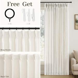 <span class=keywords><strong>Tende</strong></span> <span class=keywords><strong>in</strong></span> Lino Naturale Plissettate a Pieghe Lunghe 84 Pollici, 2 Pannelli per Soggiorno e Camera da Letto, Stile Country Farmhouse, <span class=keywords><strong>Tende</strong></span> <span class=keywords><strong>in</strong></span> Lino Spesso - Product Image 5