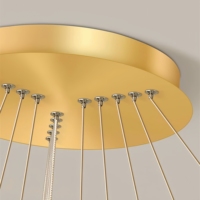 Suspension ronde décorative de luxe pour salon, lustre en acrylique à 3 anneaux en forme de cercle, suspension en or noir