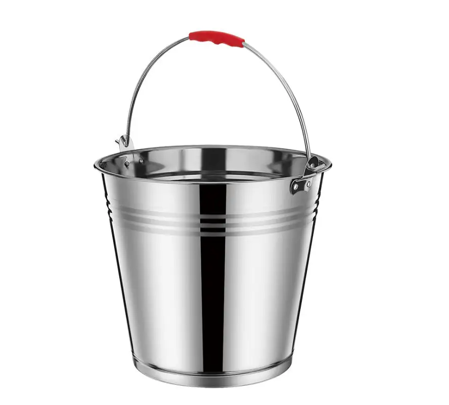 Water Bucket with Handle Water Pail with Lid High Quality 410 201 Stainless Steel Metal Carton BUCKETS Oval Inox Ice Bucket