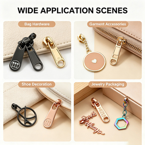 Glissière en alliage de zinc pour fermeture éclair en plastique # 5 tirettes en nylon personnalisées avec logo en creux, vente en gros - Product Image 6
