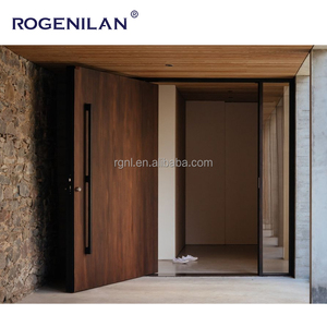 Sécurité <span class=keywords><strong>de</strong></span> la maison modernisée Portes principales en bois massif <span class=keywords><strong>Porte</strong></span> d'entrée pivotante en usine <span class=keywords><strong>de</strong></span> Foshan avec design en verre Autres portes - Product Image 4