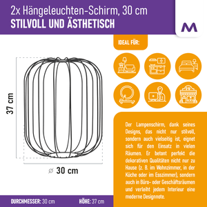 Diseño geométrico Pantalla colgante Dia. Cubierta de la carcasa de la lámpara de araña de metal de alambre de 30 cm para decorativo - Product Image 3