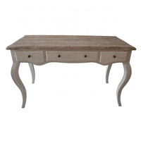 Escritorio Ejecutivo de Madera Maciza Estilo Francés Antiguo para Oficina en Casa, con Patas Curvas Talladas a Mano, 150x75x78cm, Personalizable HL315