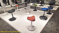 Tabouret d'équilibre pneumatique à roulettes réglable en hauteur, tabouret de position assise active avec roulettes silencieuses pour le bureau