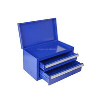 Vente en gros d'usine OEM/ODM, mini boîte à outils colorée en acier laminé à froid, boîte à outils de bureau à deux tiroirs, dessus rabattable, logo ISO9001