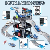 Circuit de course éducatif sur le thème de la police, parking à catapulte à trois niveaux avec piste d'avion, jouets pour enfants