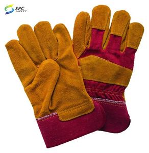 Guantes de seguridad de cuero de vaca, protectores de manos de cuero industrial, color azul - Product Image 5