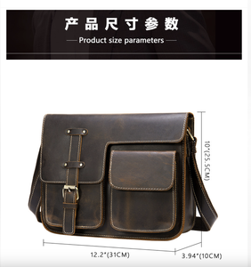 Sacs à bandoulière vintage en cuir Crazy Horse Andong de 8 pouces pour hommes, sac messager pour homme, sac à main pour le travail - Product Image 2