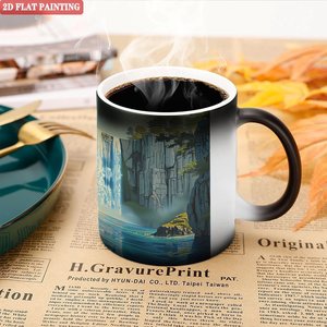 Custom Print Frosted Black 11oz <b>Ceramic</b> Mug Heat Activated Color Changing <b>Cup</b> - Product Image 5