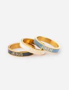 Set di <span class=keywords><strong>Anelli</strong></span> Smaltati con <span class=keywords><strong>Nomi</strong></span> di Dio, Placcati in Oro 18K, Acciaio Inossidabile, <span class=keywords><strong>Anelli</strong></span> con Scritta Jesus Jireh Adonai, Set di <span class=keywords><strong>Anelli</strong></span> della Fede Cristiana, Gioielli Religiosi - Product Image 2