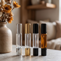 Flacon de parfum cylindrique mince de 10 ml avec double applicateur à bille pour tête de pulvérisation, conteneur en verre rechargeable pour attar, livré sans carton