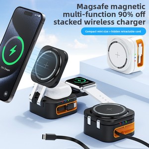 แท่นชาร์จไร้สายแบบพับได้ 3 in 1 สำหรับ <span class=keywords><strong>iPhone</strong></span> 17 16 15 14 13 <span class=keywords><strong>Apple</strong></span> Watch AirPods Pro พร้อมระบบชาร์จเร็ว - Product Image 2