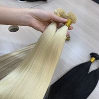 Extensions de cheveux humains vietnamiens 100% bruts, alignés sur la cuticule, couleur blonde ombrée brune, pointes plates et pointes en K, kératine