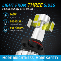 Ampoule de phare LED Gview 160W 50000 Lumen puissante à triple face P19W PSX24W avec driver externe 360 °   Éclairage sans ombre pour voiture