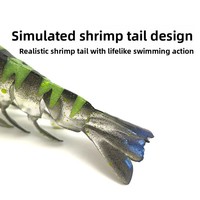 Leurre souple artificiel en forme de crevette, lesté au plomb, lumineux, multi-segments, pour la pêche en eau douce