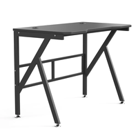 Bureau de jeu extensible en bois noir en forme de K Wquantum avec porte-gobelet pour table de jeu de bureau