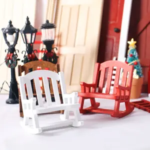Meubles miniatures pour maison de poupée, chaises à bascule en bois, chaise de noël pour maison de poupée 1/6 1/12