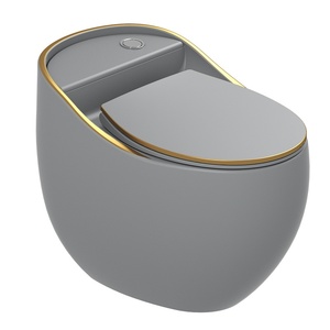 Thiết kế mới hiện đại Hot Bán biệt thự gốm một mảnh nhà vệ sinh với dual-flush Siphon Đỏ bừng Bát đen màu trắng cho phòng tắm - Product Image 5