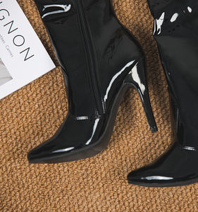 אופנתי עמיד למים הברך הצביע-גבוה ברכיבה מגפי רוכסן שחור-על נשים עקבים גבוהים סקסי - Product Image 5