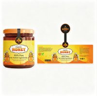 Étiquette personnalisée imperméable avec logo imprimé, adhésive, inviolable, pour miel, confiture, bouteille alimentaire, pot de miel, emballage