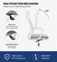 Chaise de bureau ergonomique avec appui-tête, chaise de bureau robuste de 200 kg, chaise de bureau industrielle originale
