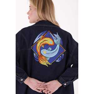 Chaqueta y Abrigo Vaquero Bordado para Mujer, Detalle de Bordado Elegante en Tela Vaquera Resistente - Product Image 2