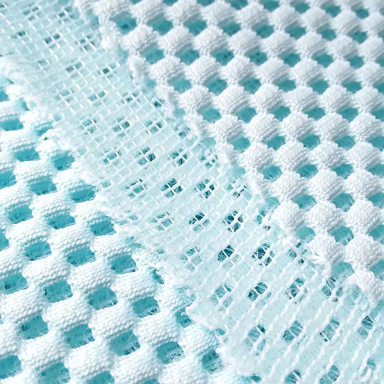 Tái Chế Trung Quốc Nhà Sản Xuất 3D Spacer Polyester Dày Không Khí Lưới Bánh Sandwich Vải Cho Giày Mũ Và Ghế Văn Phòng