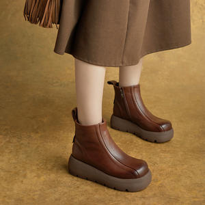 Nouveaux bottines plateforme d'été en cuir véritable faites à la main, à lacets, style anglais, à talon compensé, légères - Product Image 1