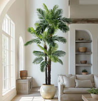 Grandes plantes artificielles réalistes pour intérieur : Anthurium, Palmier à aiguilles et Cocotier en plastique, longue durée de vie, pour balcon